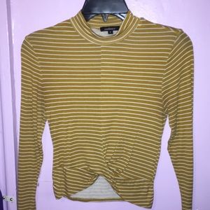 White and Yellow Striped Crop Top
